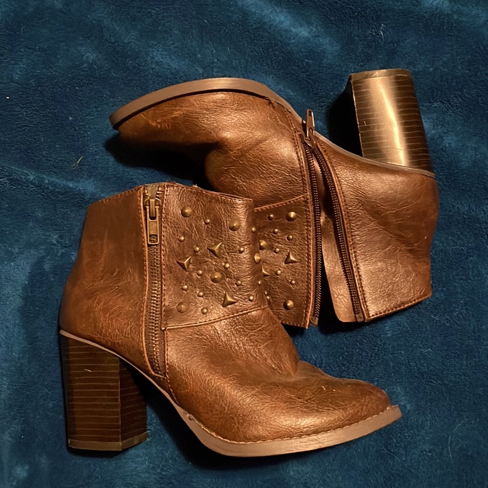 Brown booties.